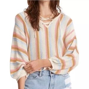 Billabong So Sweet Lace-Up Striped Sweater